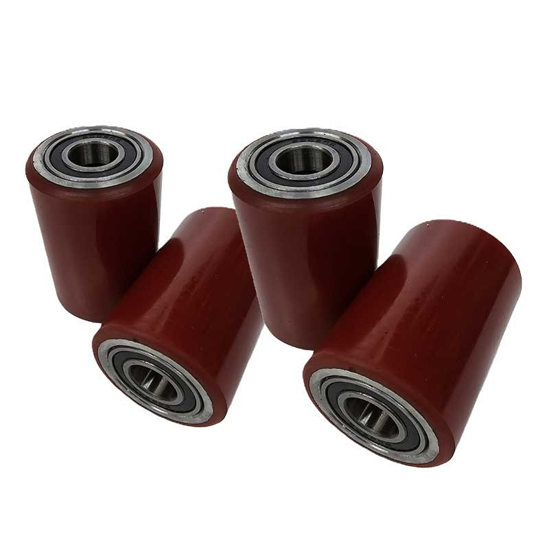 PT-LOW51 Load Rollers Red Polyurethane Ø50mm x 70mm x 17mm Core - 4 Pack