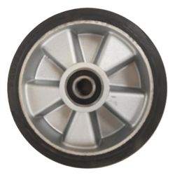 PT Steer Wheel Black Rubber (Silver Cast Core) Ø180mm x 50mm x 20mm Bore