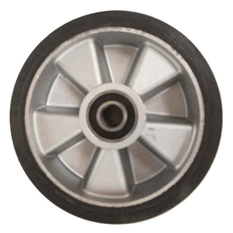 PT Steer Wheel Black Rubber (Silver Cast Core) Ø180mm x 50mm x 20mm Bore
